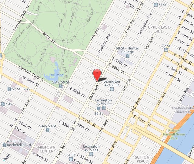 Location Map: 572 Park Avenue New York, New York 10065